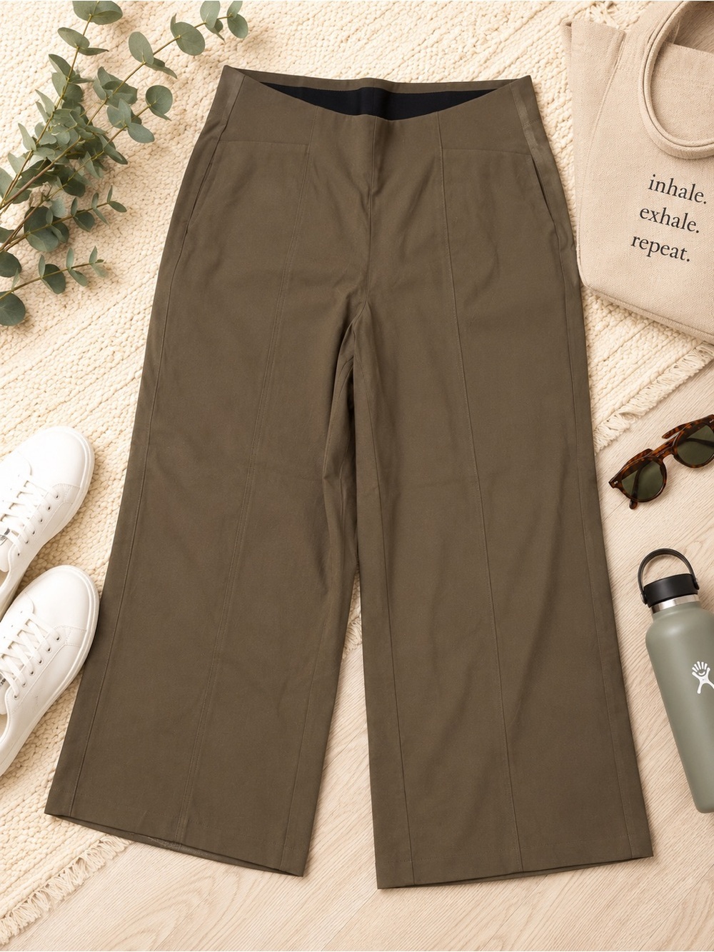 Old Navy Olive Wide-Leg Pull-On Pants